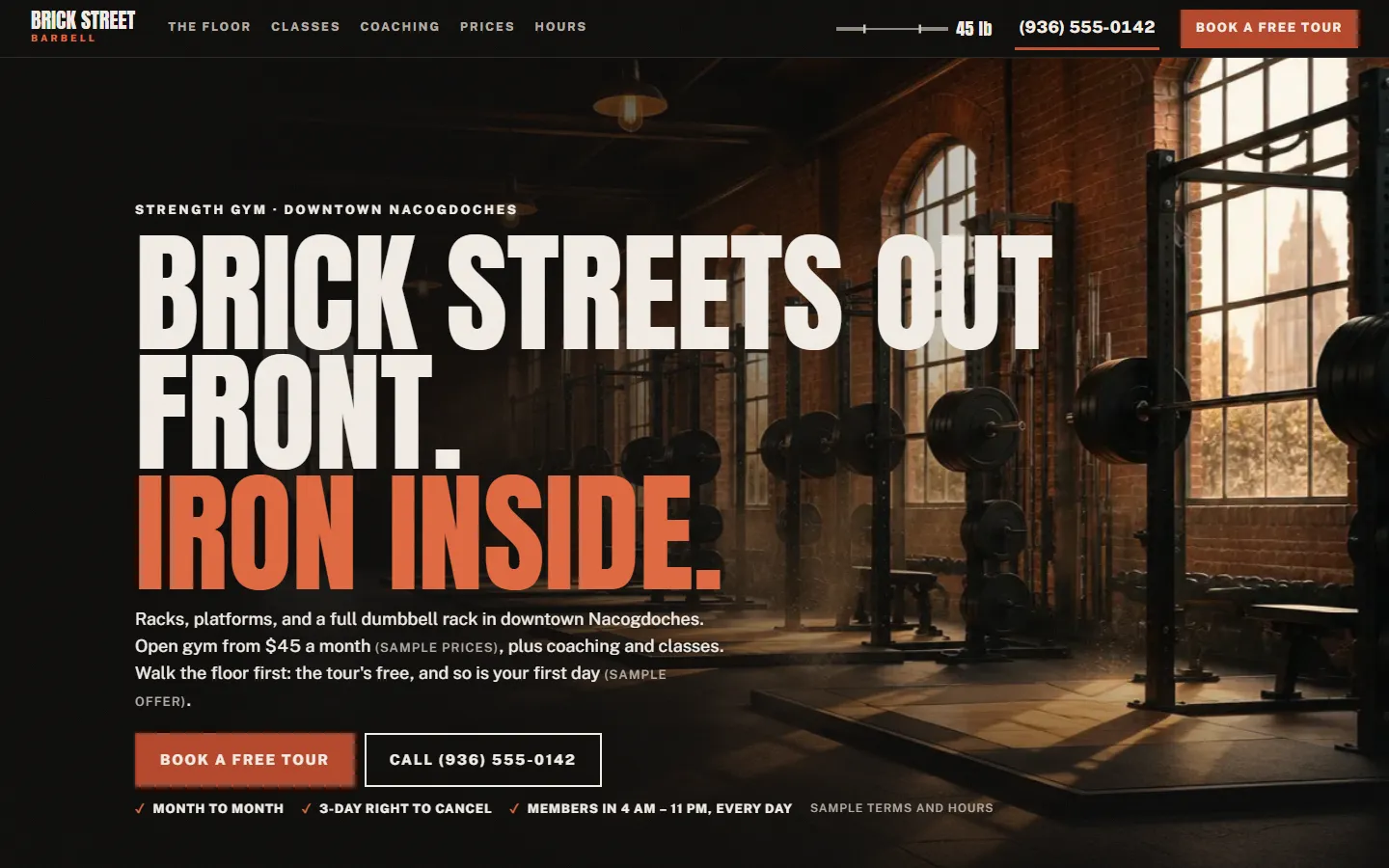 Sample gyms and trainers website on a computer